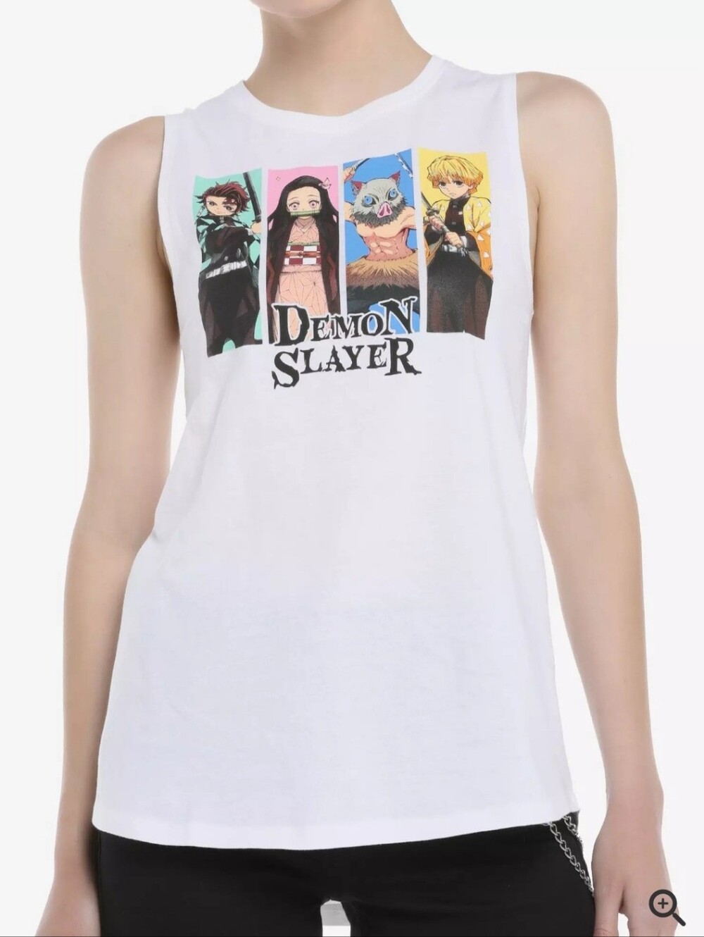 Demon Slayer Women's Top Xl White Graphic Tank Top  Anime